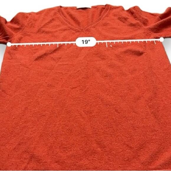 Manrico Cashmere Orange Long Sleeve V Neck Pullover Sweater Size 42 - Picture 10 of 11